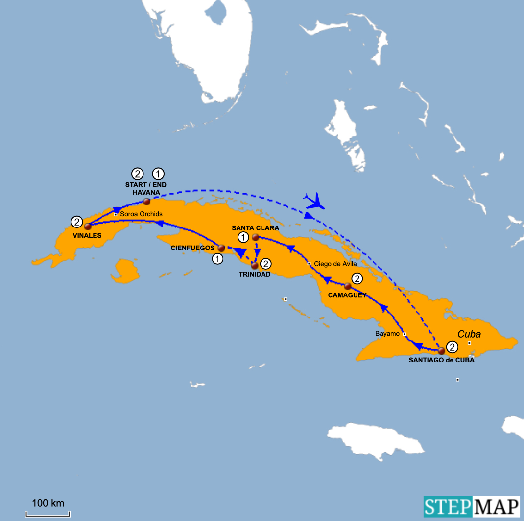 Cuba Tour Map 2024